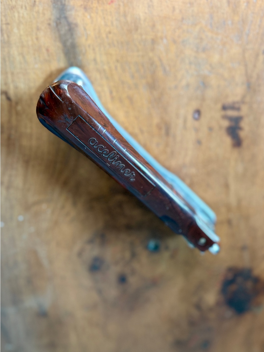 Vintage Ace Liner Stapler Model 502 Marbled Red/Brown and Chrome USA